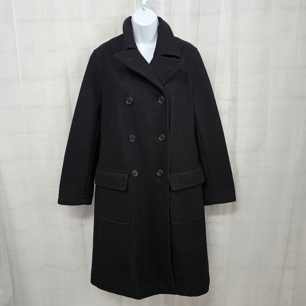 Vintage J. Crew Black Pea Car Coat Wool Blend Preppy Military Winter M - Picture 15 of 15